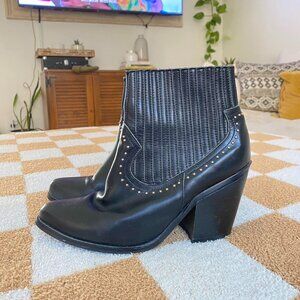 SOLSANA BLACK ANKLE BOOTIES BOOTS LEATHER BOOTS SIZE 7.5
